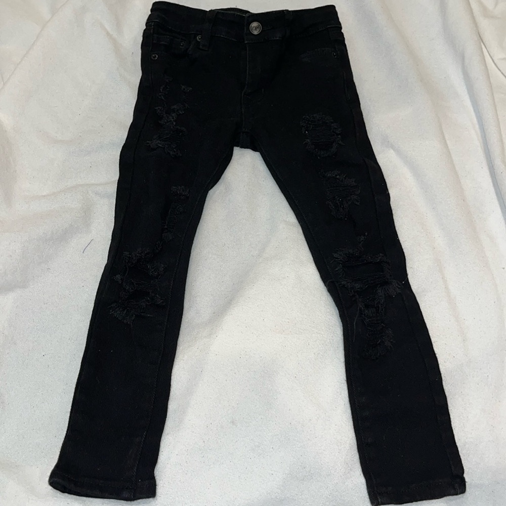 Black Distressed Boy Jeans